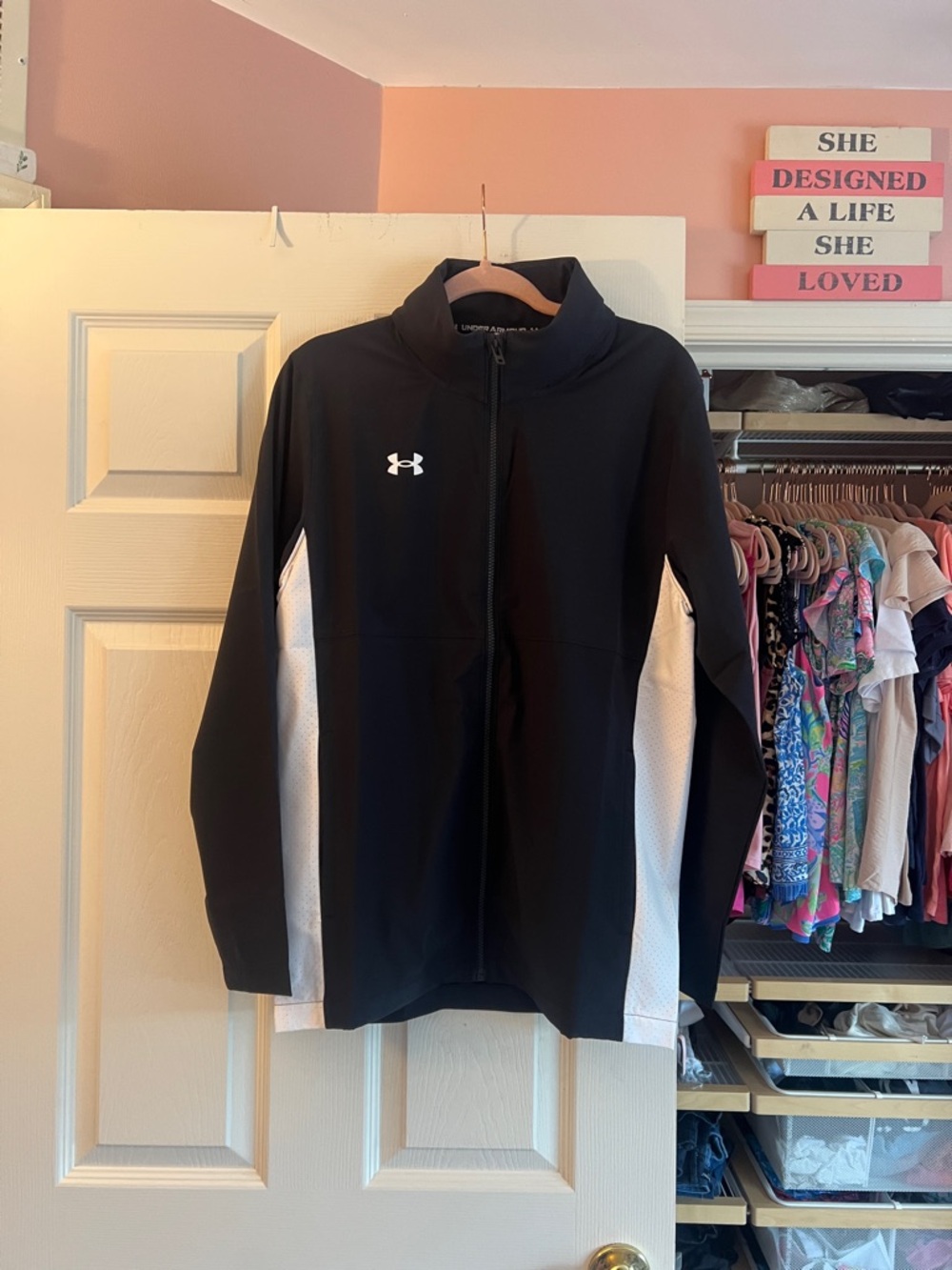 Under Armour Black and White Men’s Rival Stretch Woven Jacket - Picture 3 of 7
